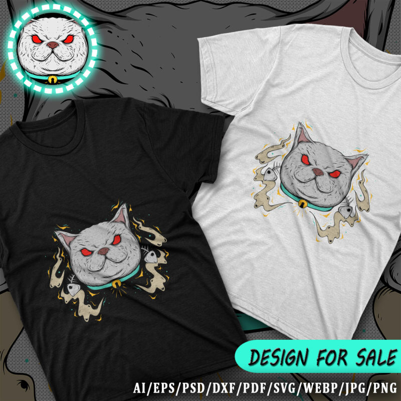 Scary Cat Tshirt Design (AI/EPS/PSD/DXF/PDF/SVG/WEBP/JPG/PNG)