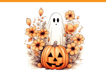 Spooky Season Pumpkin Fall Autumn PNG, Spooky Season Ghost PNG t shirt template vector