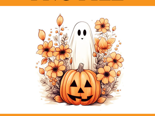 Spooky season pumpkin fall autumn png, spooky season ghost png t shirt template vector