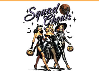 Trendy Walking Ghouls Witches Squad Halloween PNG, Squad Ghouls PNG t shirt designs for sale