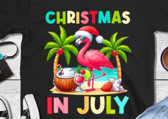 Christmas In July Flamingo Santa Beach Summer PNG t shirt vector file