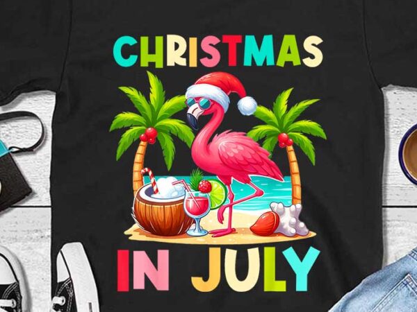 Christmas in july flamingo santa beach summer png t shirt vector file