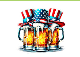 Beer American Flag Independence Day PNG, 4th Of July Beer PNG t shirt template