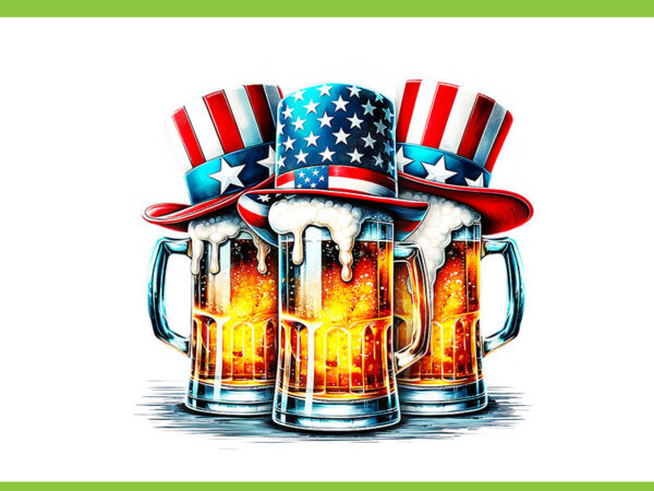 Beer american flag independence day png, 4th of july beer png t shirt template