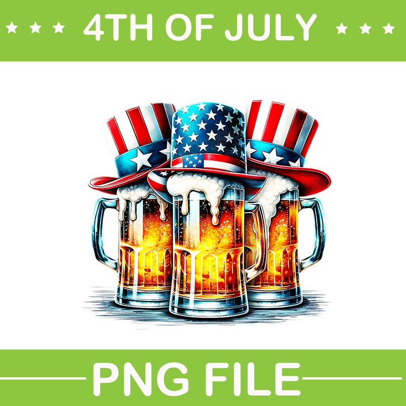 Beer American Flag Independence Day PNG, 4th Of July Beer PNG