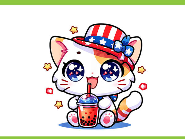 Kawaii anime 4th of july cat png, kawaii anime png t shirt vector art