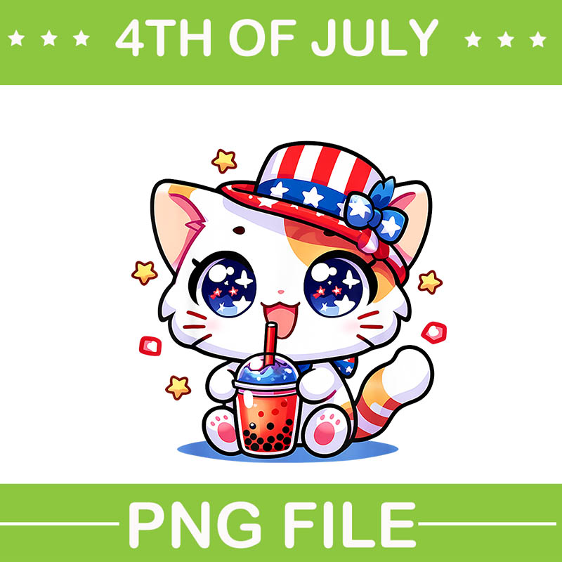 Kawaii Anime 4th Of July Cat PNG, Kawaii Anime PNG