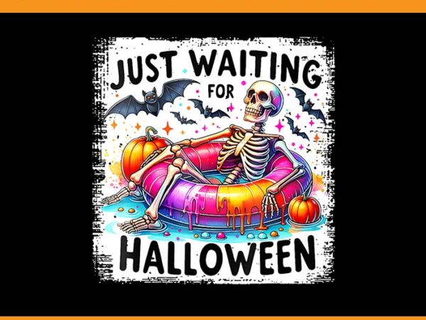 Just waiting for halloween skeleton png, skeleton spooky halloween png vector clipart