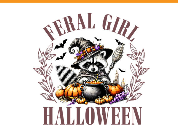 Feral girl halloween raccoon png t shirt graphic design