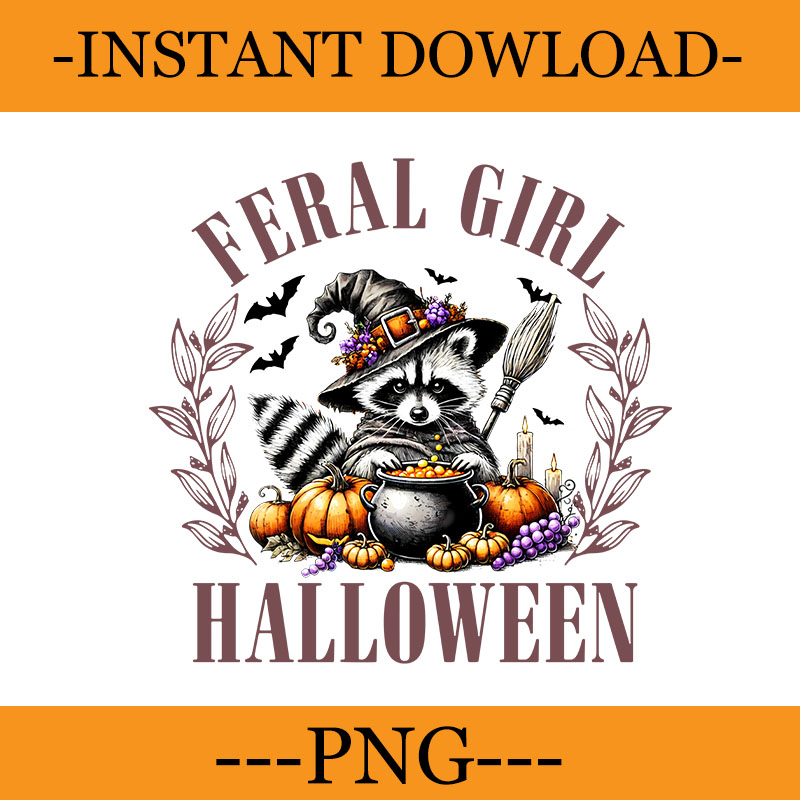 Feral Girl Halloween Raccoon PNG