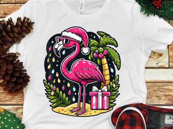 Flamingo sunglasses xmas beach png, flamingo christmas in july png t shirt graphic design