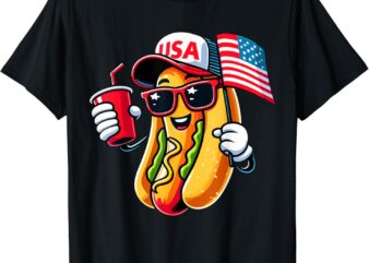 4th of July Hotdog Patriotic USA Flag T-Shirt