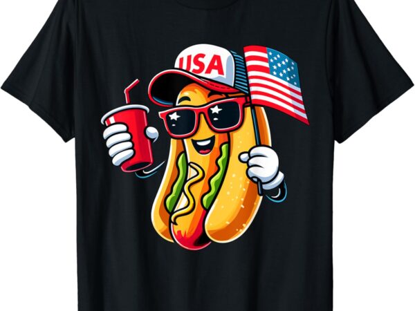 4th of july hotdog patriotic usa flag t-shirt