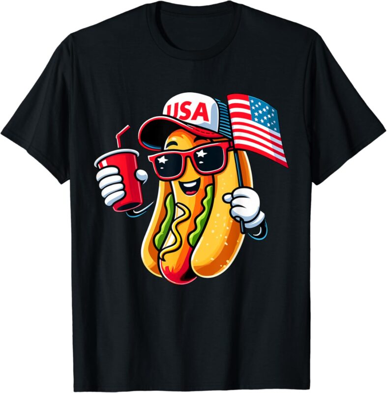 4th of July Hotdog Patriotic USA Flag T-Shirt