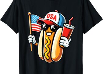 4th of july Hotdog USA Hotdog American Flag USA Patriotic T-Shirt
