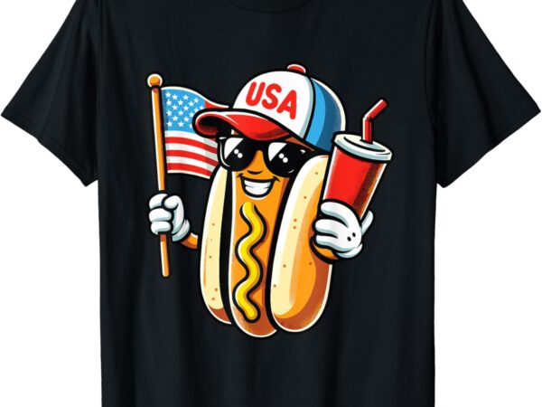 4th of july hotdog usa hotdog american flag usa patriotic t-shirt