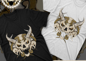 Skull and Snakes Tshirt Design ( AI/EPS/PSD/DXF/PDF/SVG/WEBP/JPG/PNG )