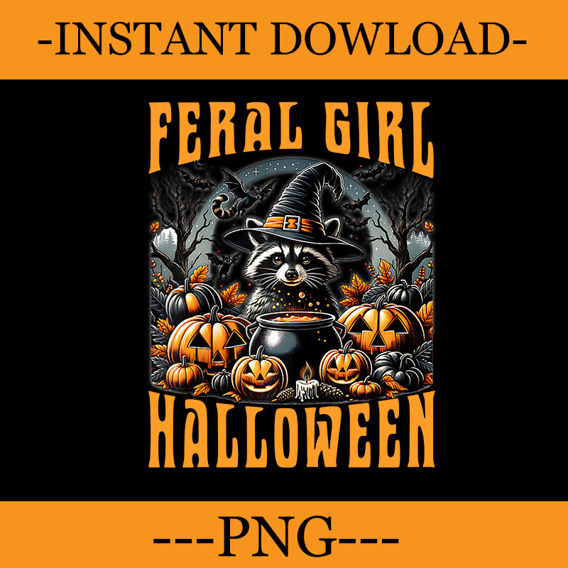 Bundle 30 Racoon Fall Season PNG, Feral Girl Halloween Raccoon PNG, Feral Fall Autumn PNG,