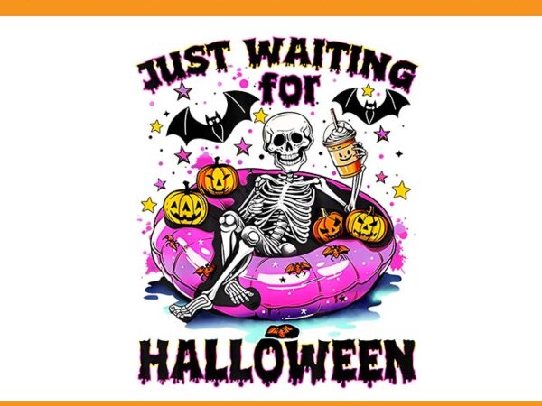 Just waiting for halloween skeleton png, skeleton spooky halloween png vector clipart