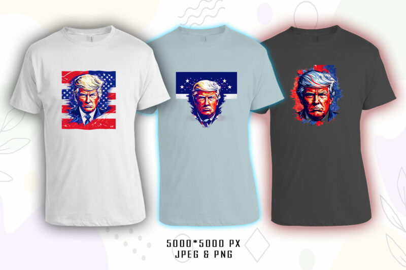 Donald Trump t-shirt design bundle with 50+ png & jpeg designs – download instantly Donald Trump T-shirt Design