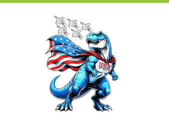 Amerisaurus T-Rex Patriotic 4th of July Flag Jets PNG, Flag Jets 4th Of July PNG