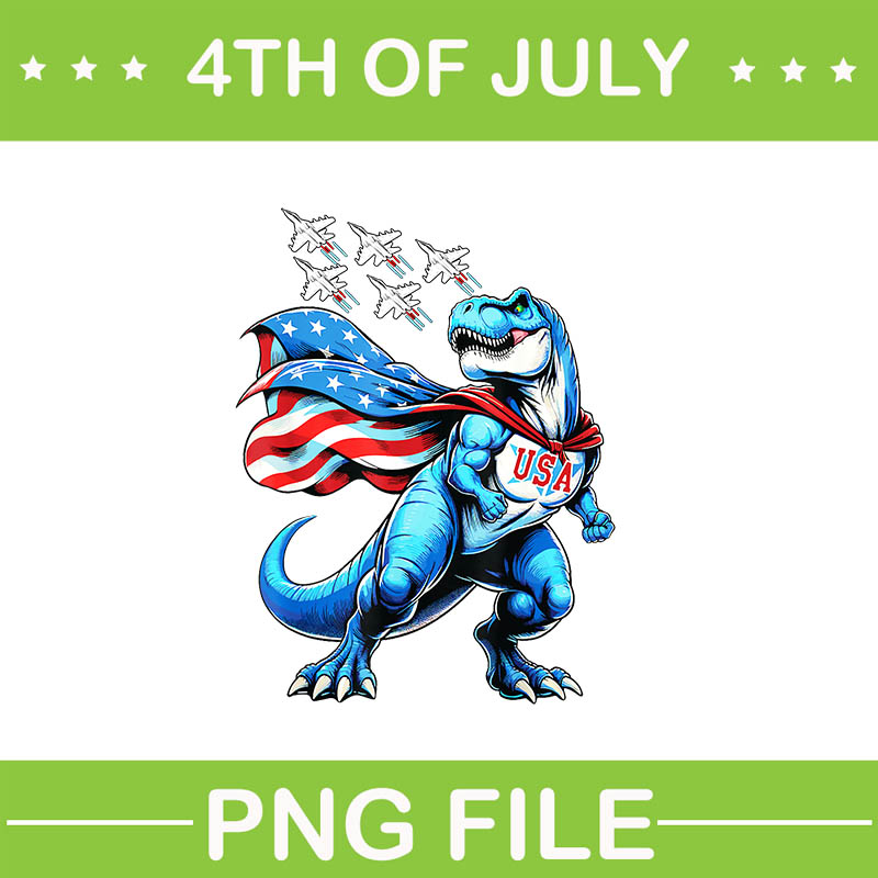 Amerisaurus T-Rex Patriotic 4th of July Flag Jets PNG, Flag Jets 4th Of July PNG