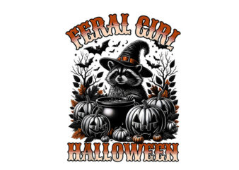 Feral Girl Halloween Raccoon PNG, Halloween Raccoon PNG