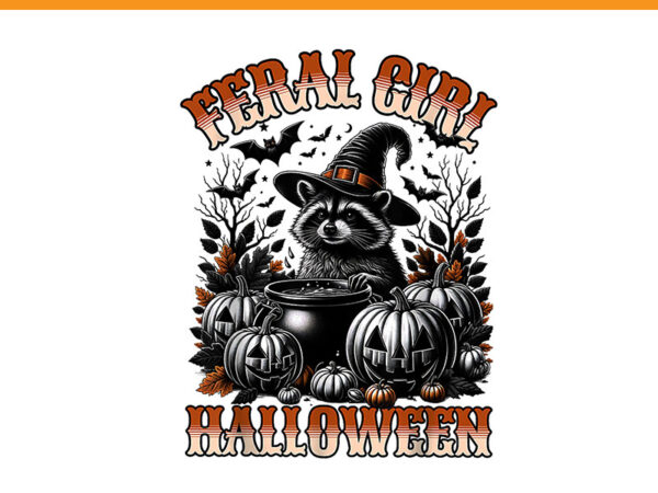 Feral girl halloween raccoon png, halloween raccoon png t shirt graphic design