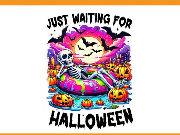 Just waiting for halloween skeleton png, skeleton spooky halloween png vector clipart