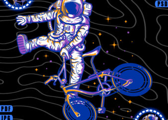 Astronaut Cycling Tshirt Design ( AI/EPS/PSD/DXF/PDF/SVG/WEBP/JPG/PNG )