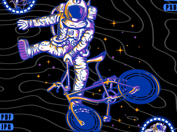 Astronaut cycling tshirt design ( ai/eps/psd/dxf/pdf/svg/webp/jpg/png )