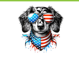 Dachshund Dog Patriotic PNG, Dachshund Dog 4th Of July PNG t shirt vector illustration