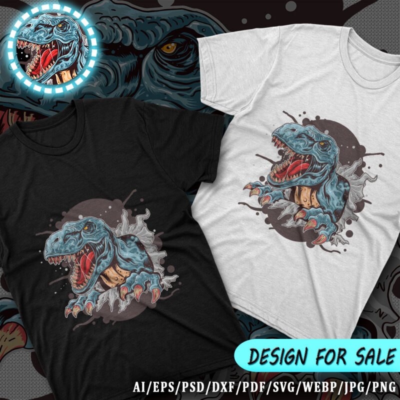 Angry Dinosaur Tshirt Design (AI/EPS/PSD/DXF/PDF/SVG/WEBP/JPG/PNG)