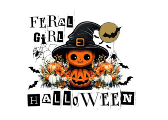 Feral Girl Halloween Raccoon Witch Vibes PNG, Racoon Halloween PNG