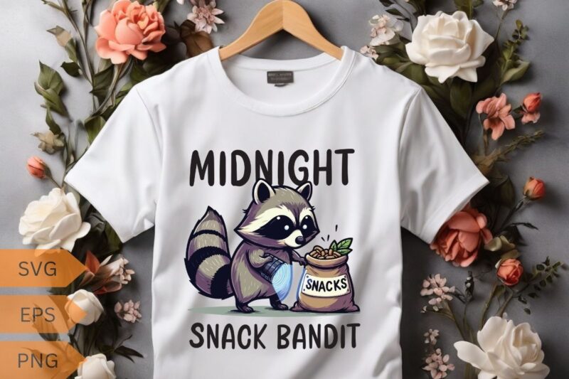 Midnight Snack Bandit Funny Raccoon Lovers T-shirt, Trash Panda Shirt, Vintage 90s Gag Shirt, Funny Cute Shirt, Funny Raccoon quote, Raccoon