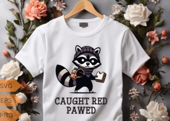 Caught Red-Pawed Funny Raccoon Lovers T-shirt, Trash Panda Shirt, Vintage 90s Gag Shirt, Funny Cute Shirt, Funny Raccoon quote, Raccoon Love