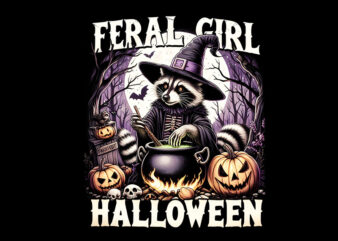 Feral Girl Halloween Raccoon Witch Vibes PNG, Raccoon Witch PNG