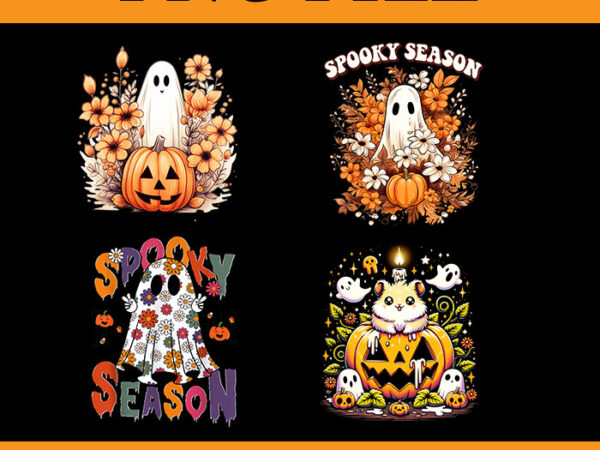 Spooky season pumpkin fall autumn png, spooky season ghost png, ghost halloween png t shirt template vector