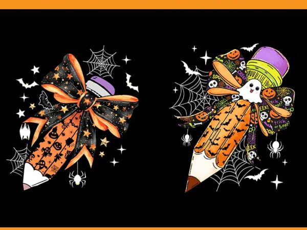 Coquette bow pencil ghost spooky teacher halloween png t shirt vector file