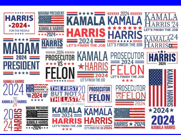 Bundle kamala harris 2024 svg, kamala harris for president svg, harris prosecutor vs felon 2024 svg t shirt template