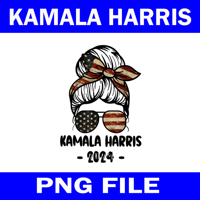 Harris 2024 PNG, Kamala Harris 2024 Messy Bun Elections PNG