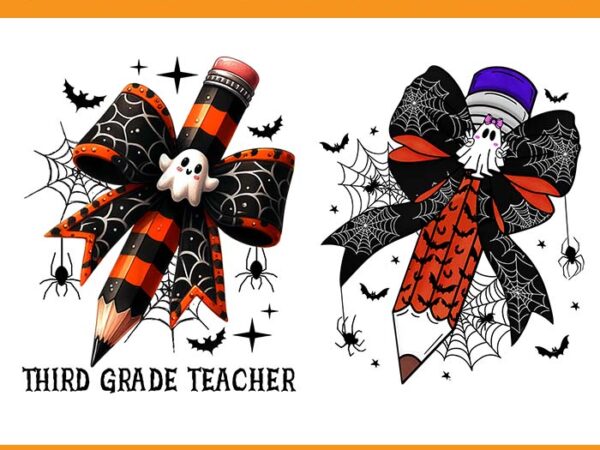 Coquette bow pencil ghost spooky teacher halloween png t shirt vector file