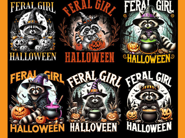 Bundle racoon fall season png, feral girl halloween raccoon png, feral fall autumn raccoon png t shirt template