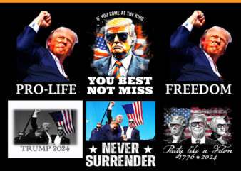 Trump 2024 PNG, Trump Never Surrender PNG, Party Like A Felon 1776 Trump PNG