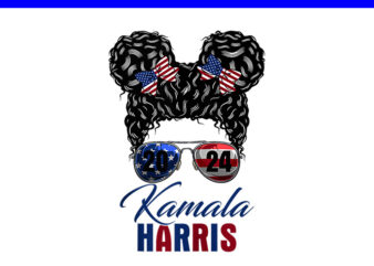 Kamala Harris 2024 President Messy Bun Girl Kamala Election PNG