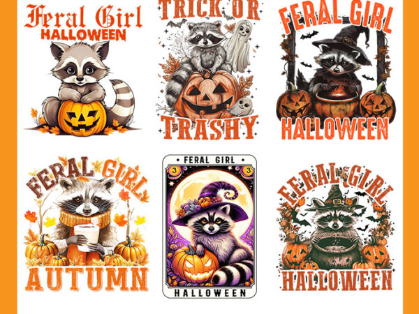 Bundle racoon fall season png, feral girl halloween raccoon png, feral fall autumn raccoon png t shirt template