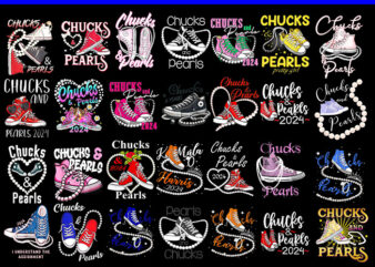 Chucks And Pearls I’M With Her Kamala 2024 PNG, Chucks And Pearls PNG, Kamala Harris PNG t shirt vector file