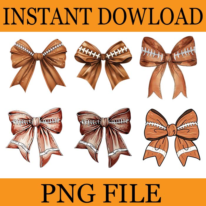 6 Coquette Bow Football PNG, Cool Ribbon Football Bow PNG, Retro Football Bow Png, Fall Coquette Bow PNG