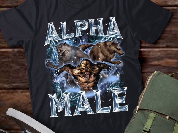 Alpha male vintage 90s retro emo silly animal alpha wolf lts-d t shirt vector