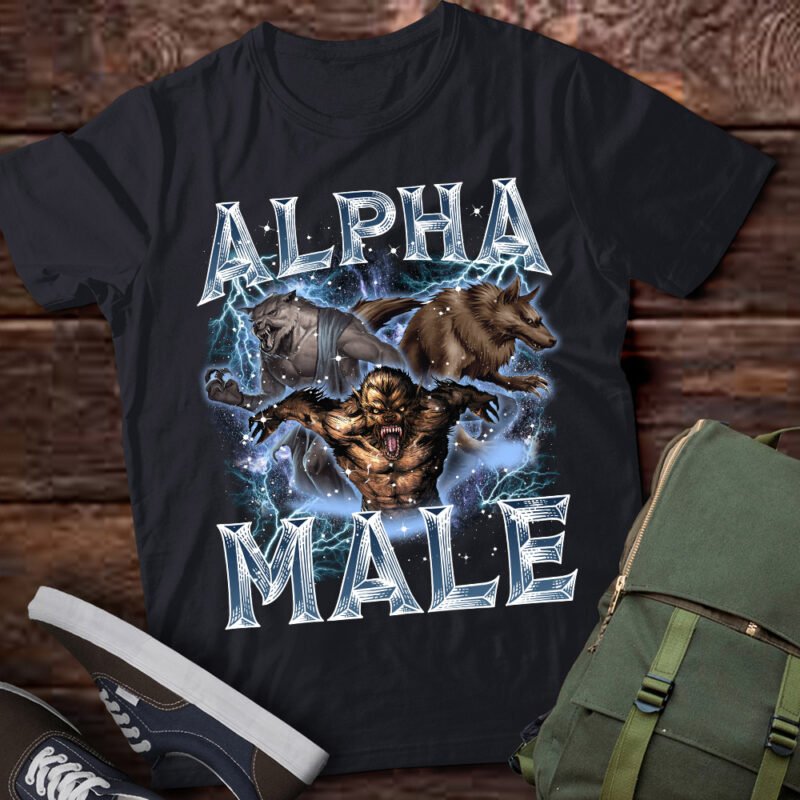 Alpha Male Vintage 90s Retro Emo Silly Animal Alpha Wolf lts-d